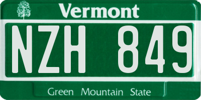 VT license plate NZH849