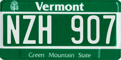 VT license plate NZH907