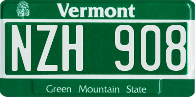 VT license plate NZH908