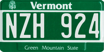 VT license plate NZH924