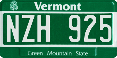 VT license plate NZH925