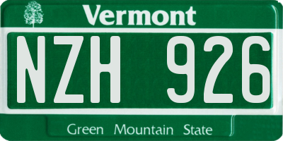 VT license plate NZH926