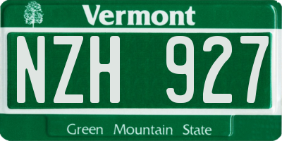 VT license plate NZH927