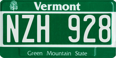 VT license plate NZH928