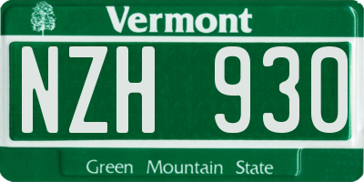 VT license plate NZH930