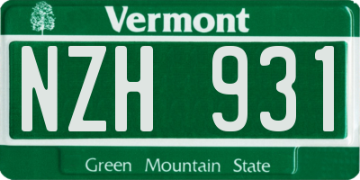 VT license plate NZH931