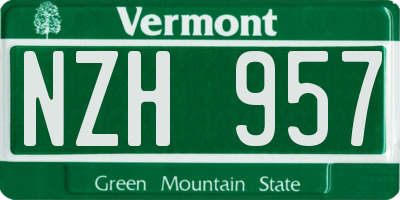 VT license plate NZH957