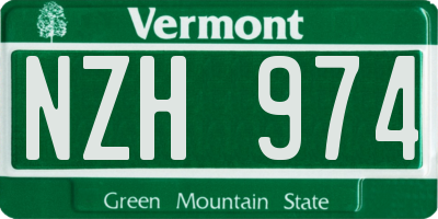 VT license plate NZH974