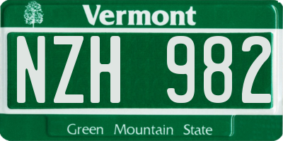 VT license plate NZH982