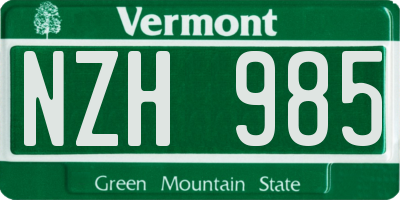 VT license plate NZH985