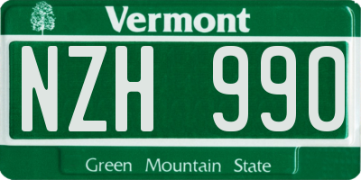 VT license plate NZH990