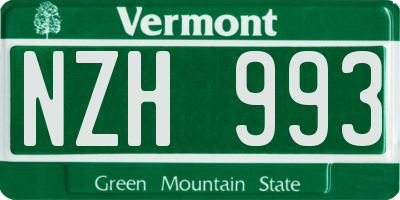 VT license plate NZH993