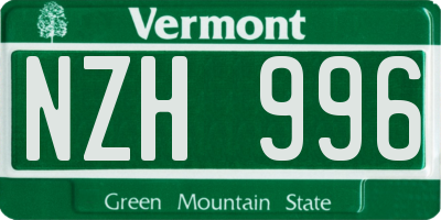 VT license plate NZH996