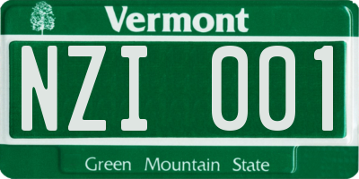 VT license plate NZI001