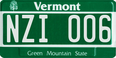 VT license plate NZI006