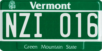 VT license plate NZI016