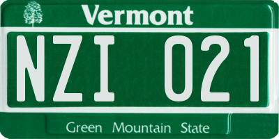 VT license plate NZI021