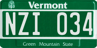 VT license plate NZI034