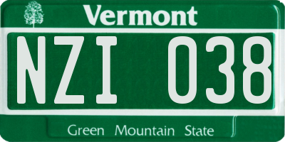 VT license plate NZI038