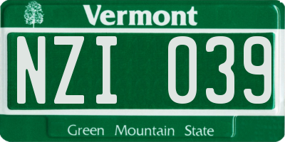 VT license plate NZI039