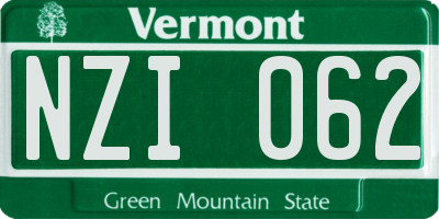 VT license plate NZI062