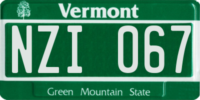 VT license plate NZI067