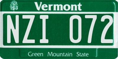 VT license plate NZI072