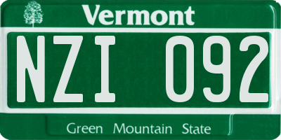VT license plate NZI092