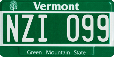 VT license plate NZI099