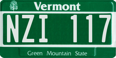 VT license plate NZI117