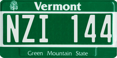 VT license plate NZI144
