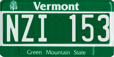 VT license plate NZI153