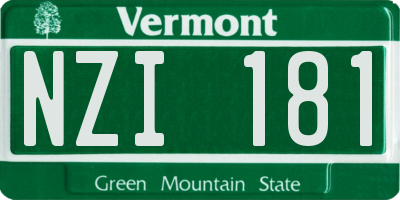 VT license plate NZI181