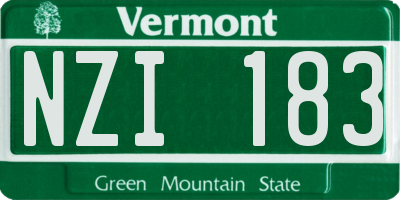 VT license plate NZI183