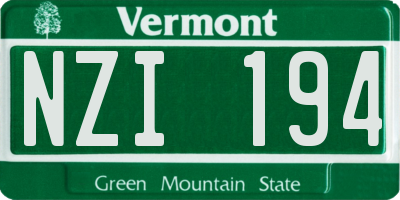 VT license plate NZI194