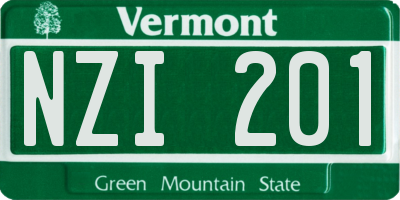 VT license plate NZI201
