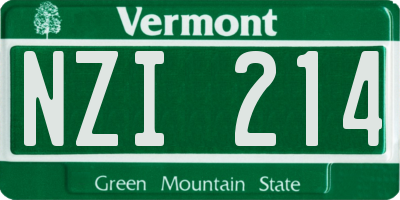 VT license plate NZI214