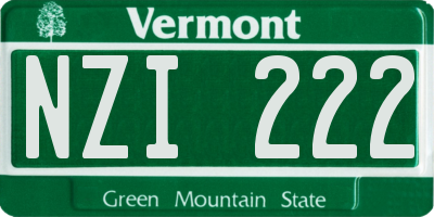 VT license plate NZI222