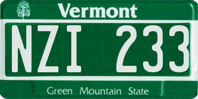 VT license plate NZI233