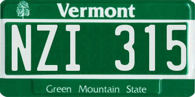 VT license plate NZI315