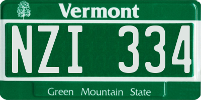 VT license plate NZI334