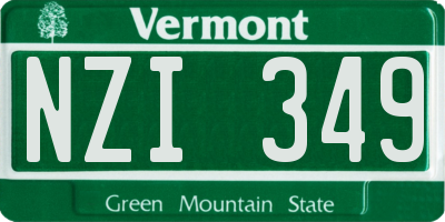 VT license plate NZI349