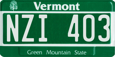 VT license plate NZI403