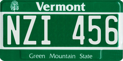 VT license plate NZI456