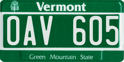 VT license plate OAV605