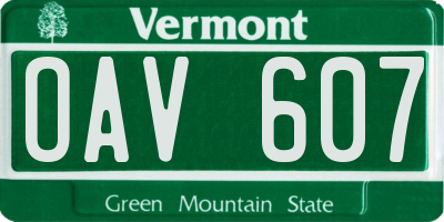 VT license plate OAV607