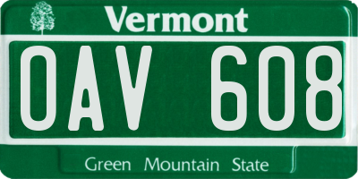 VT license plate OAV608