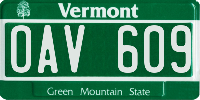 VT license plate OAV609