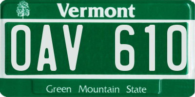 VT license plate OAV610