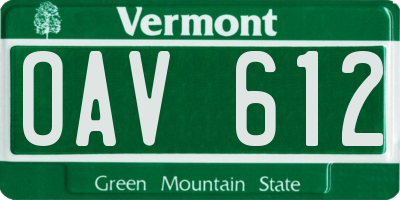 VT license plate OAV612